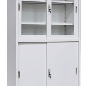 ตู้เอกสารบานเลื่อนทึบ+กระจก KIB-163
